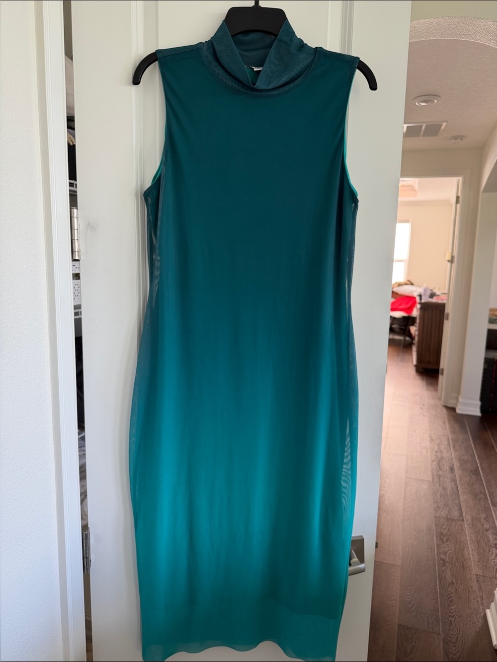 Bar III Teal Sleeveless Mock Collar Shift Dress